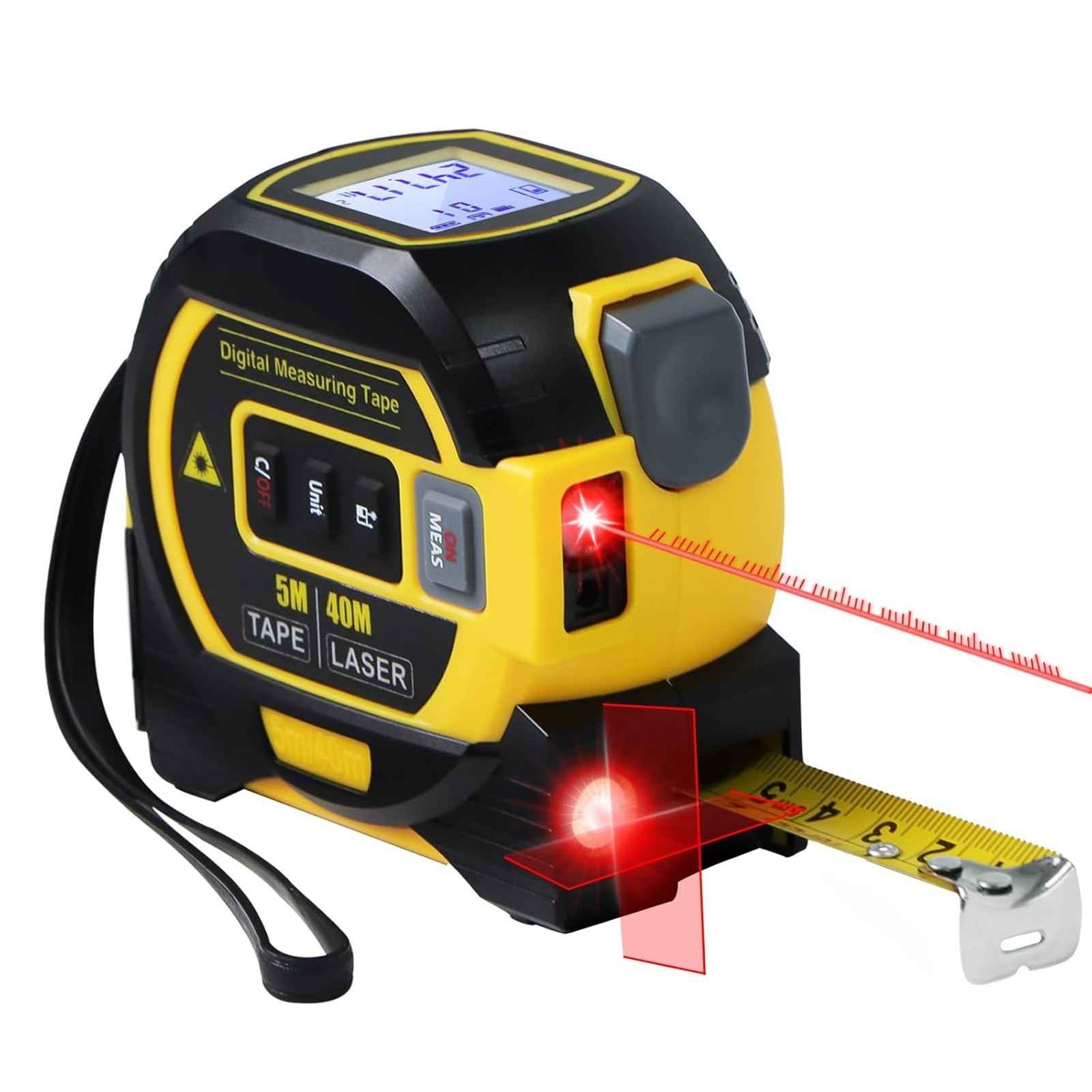 Laser Tape Measure 3-in-1 with Large LCD Display Digital Laser Measurement Tool