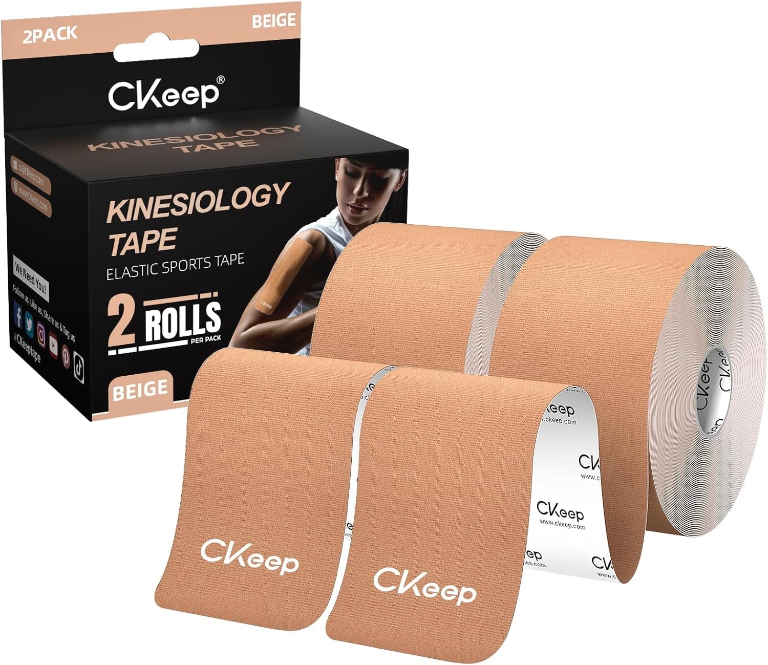 Kinesiology Tape, Uncut 2 Rolls, Original Cotton Elastic Premium Athletic