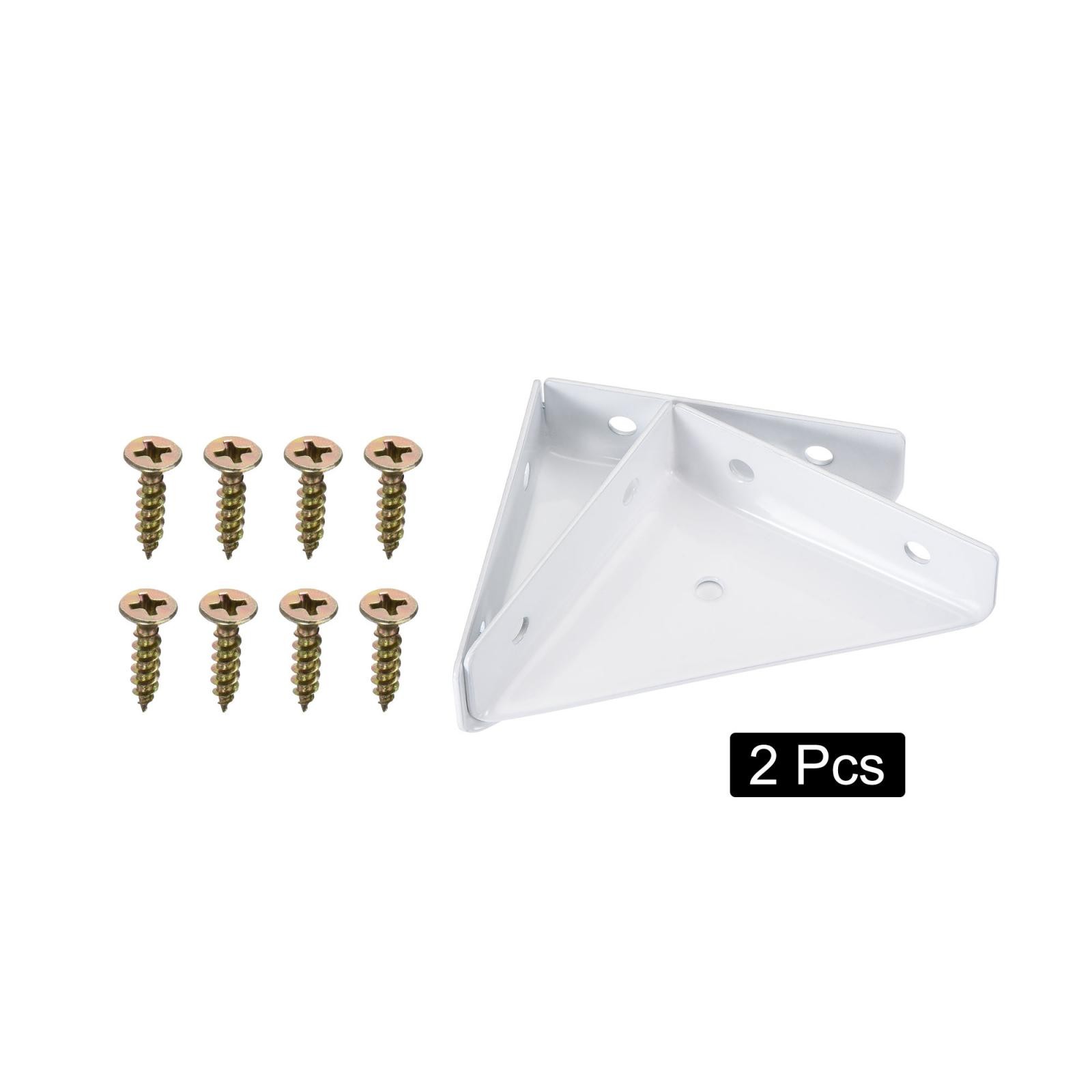 2Pcs Angle Corner Brackets 66mm x 66mm Joining Support for Desk Bed Edge White
