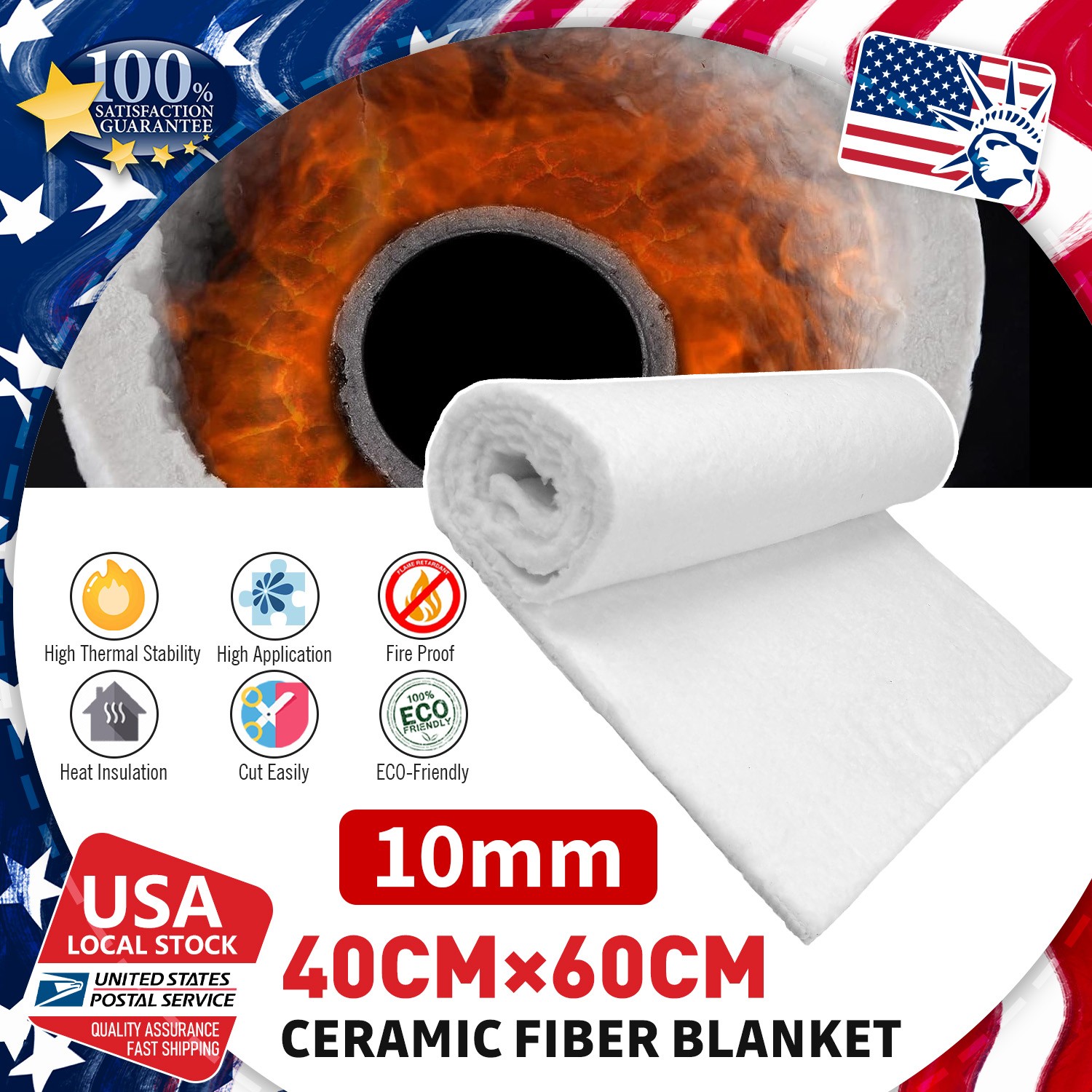 Ceramic Fiber Insulation Thick 0.4 inch High Temperature UP to 2500°F Universal