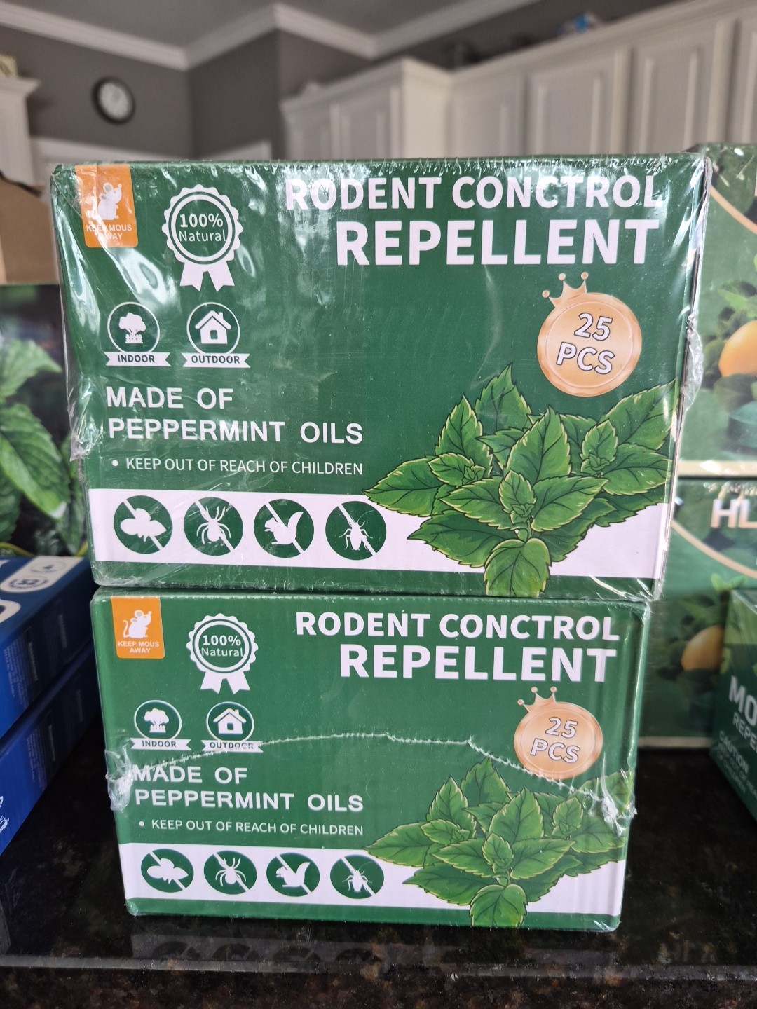 Lot Of 2   Rodent Conctrol Repellent 25 Pcs  Peppermint & Mint Oil All Natural