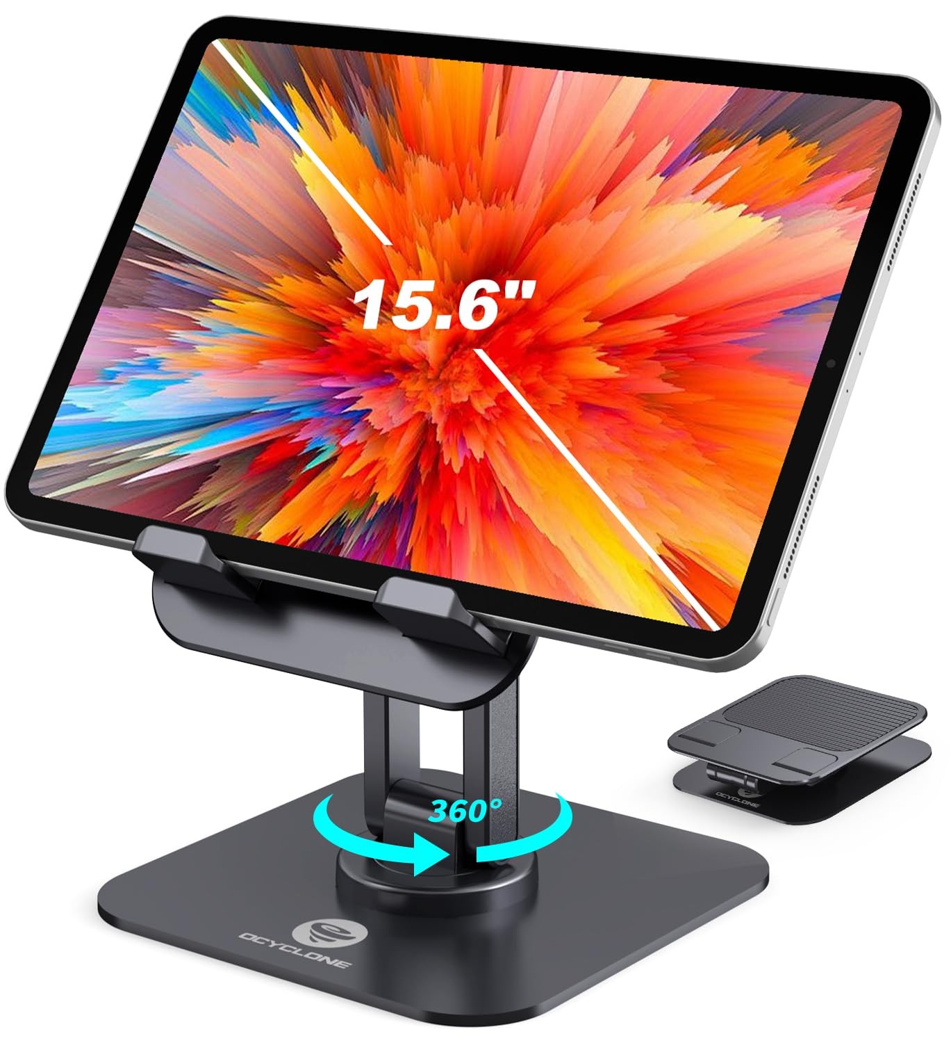 OCYCLONE iPad Stand, 360° Rotating Adjustable Foldable iPad Tablet Stand Hold...