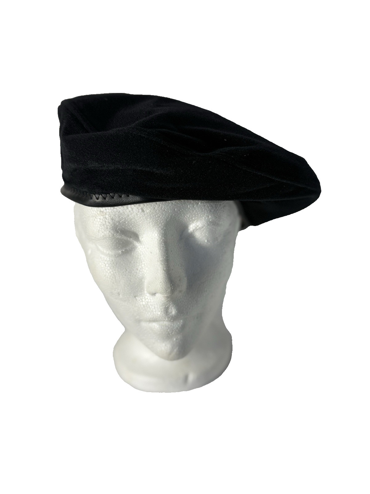 Vtg Military Issued Black Beret 1100-83-CMBT Dead Stock Drawstrings USA LARGE