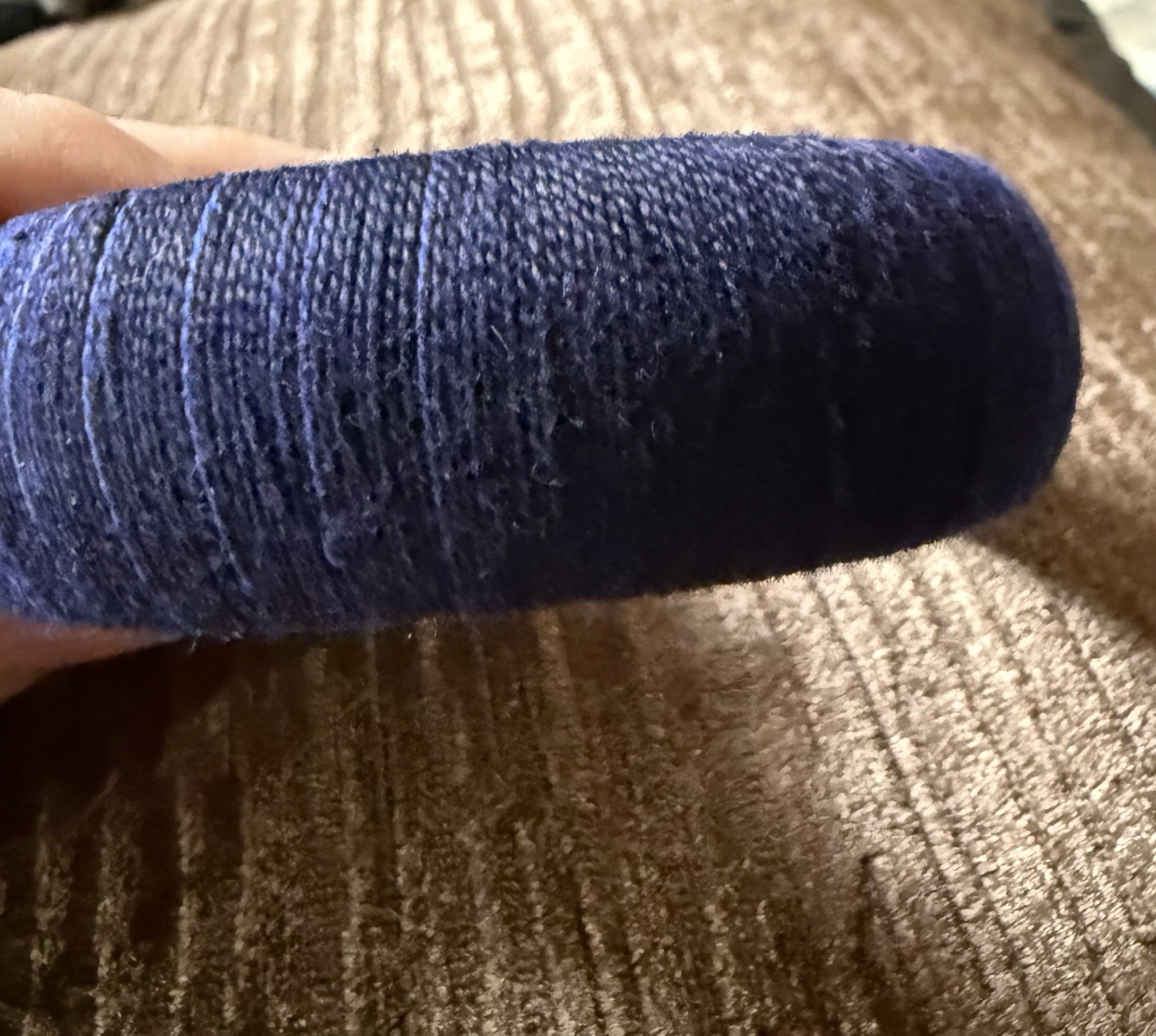 Hand wrapped Blue Fiber Bangle Bracelet