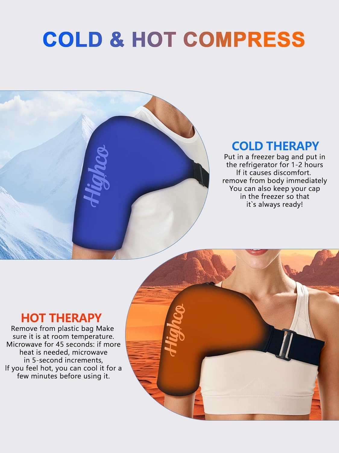 Shoulder Ice Pack Wrap for Rotator Cuff and Arm,Reusable Compression Cold Bra...
