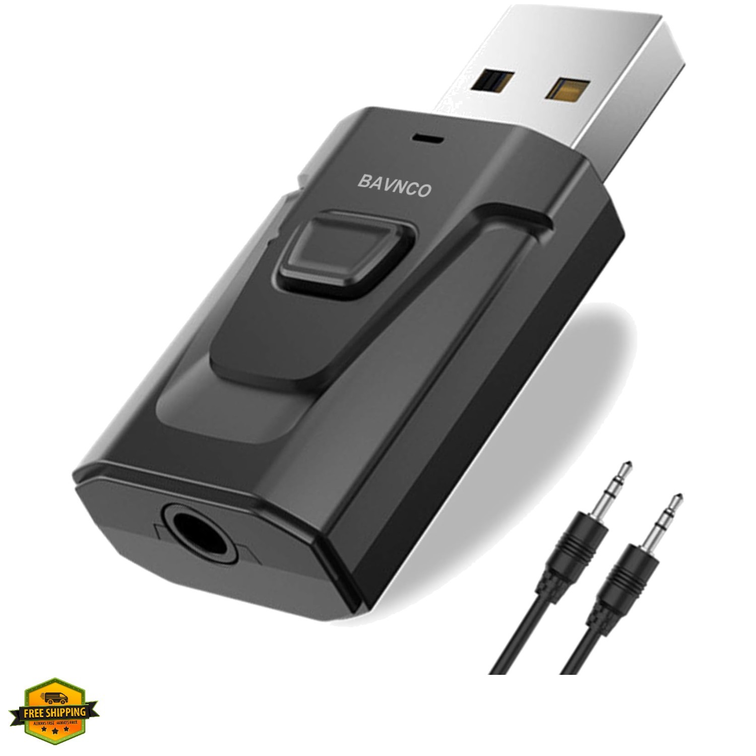 Bluetooth Car Aux Adapter, Wireless 5.0 Stereo Music Receiver Noise Cancellin...