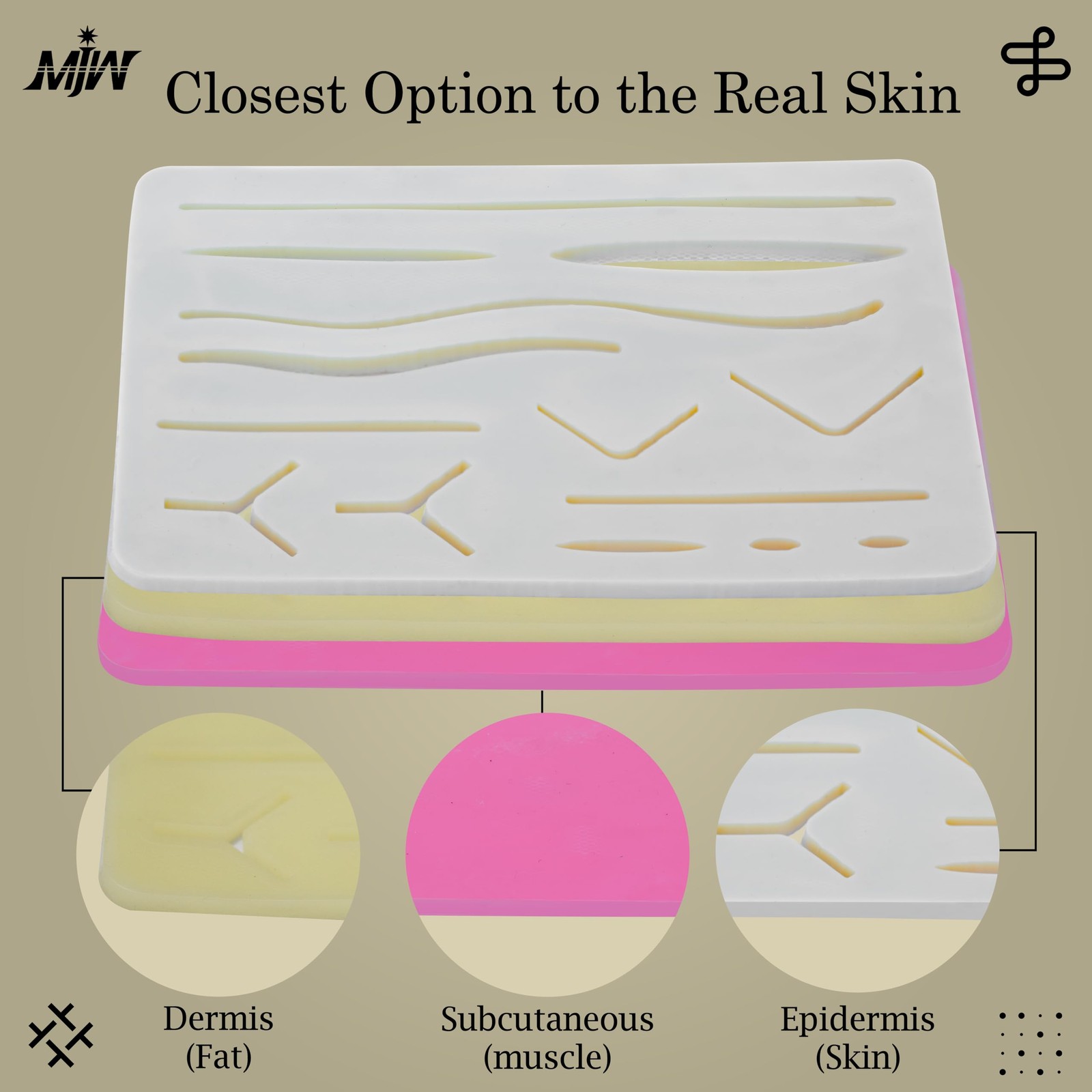 Suture Practice Pads 3 Layer with 14 Wound 5x7", Suture Practice Kit, Durable...