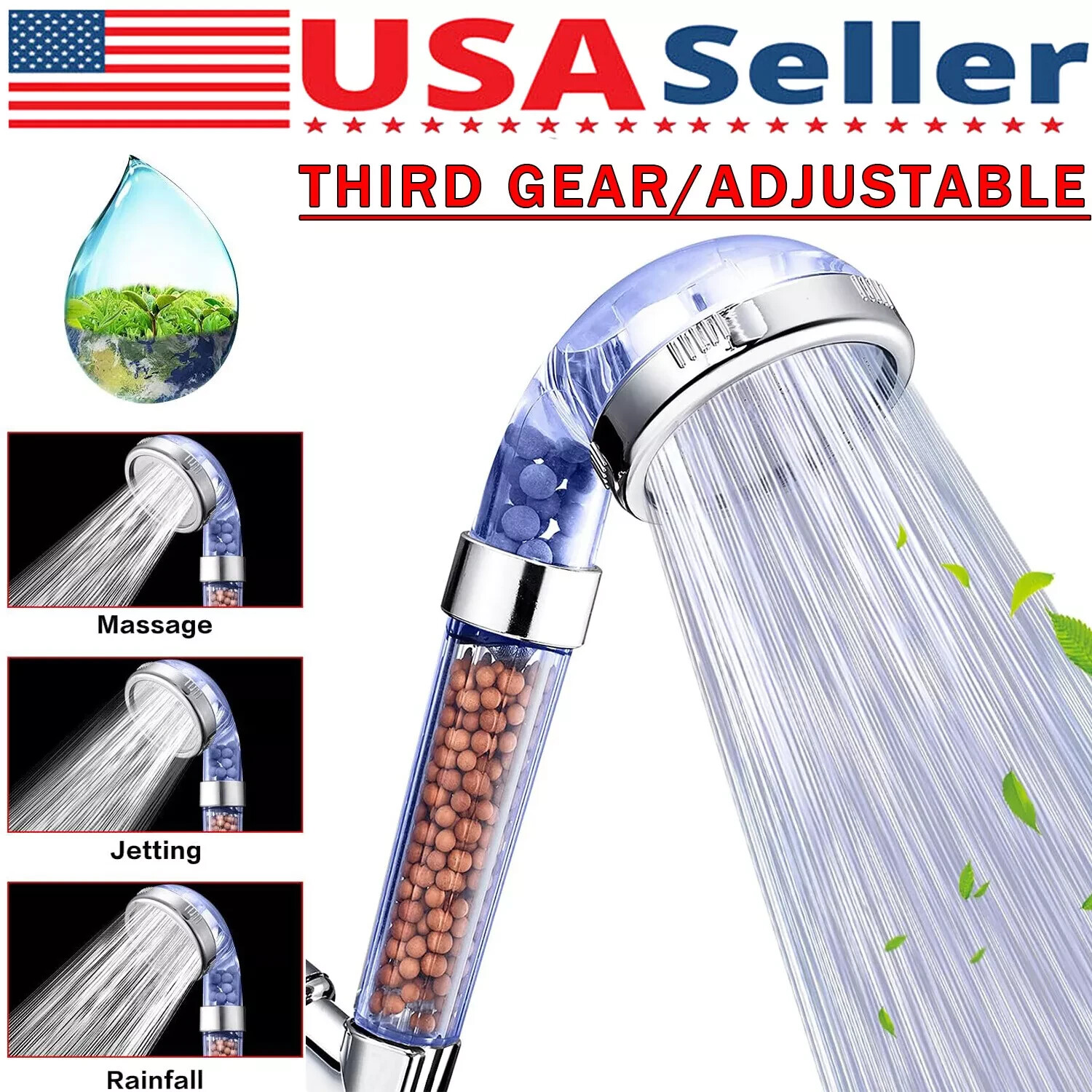 Filtered Shower Head with Handheld,3 Spray Modes High Pressure Water Saving Soft