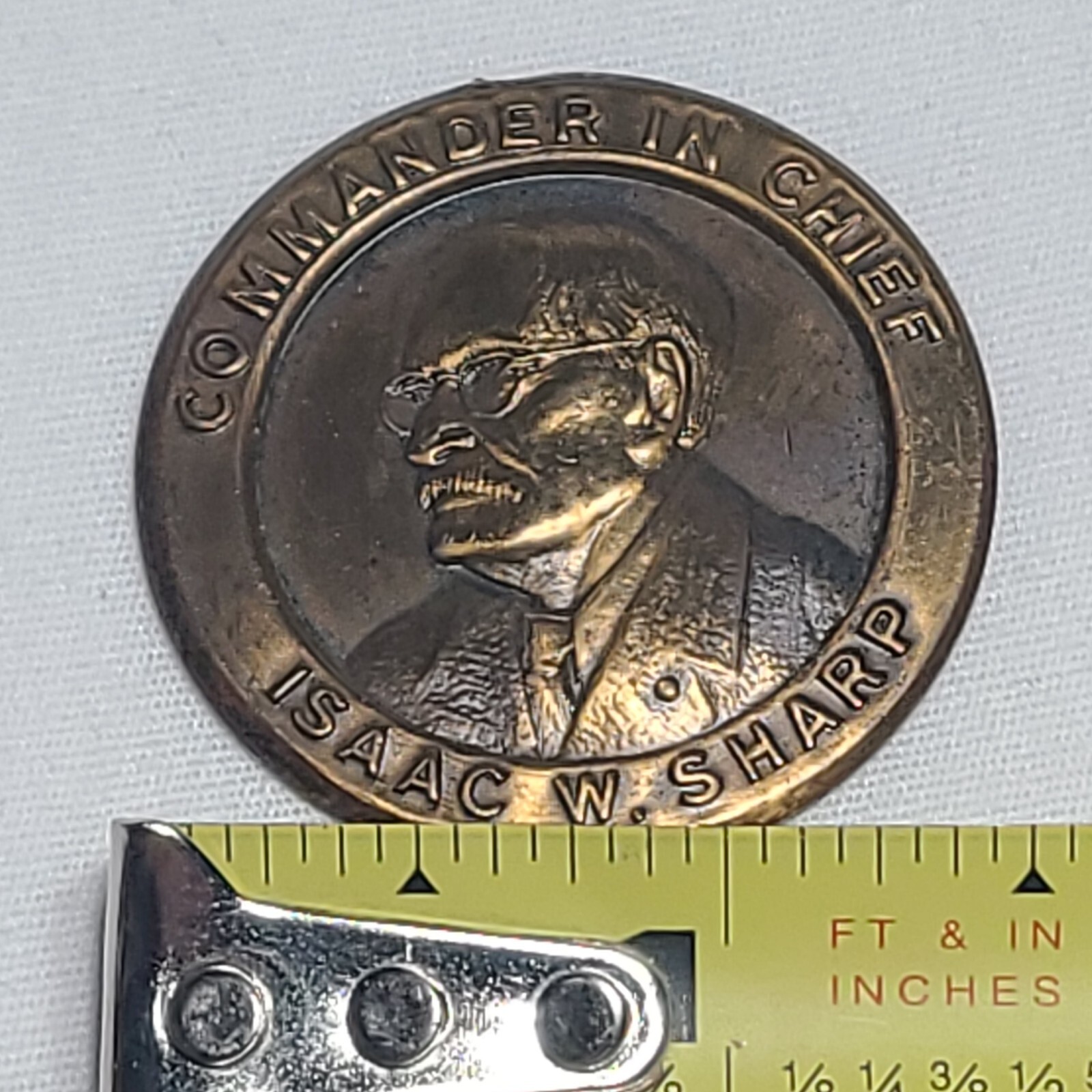 Commander In Chief Isaac W Sharp Commemorative Medallion Needs Repair