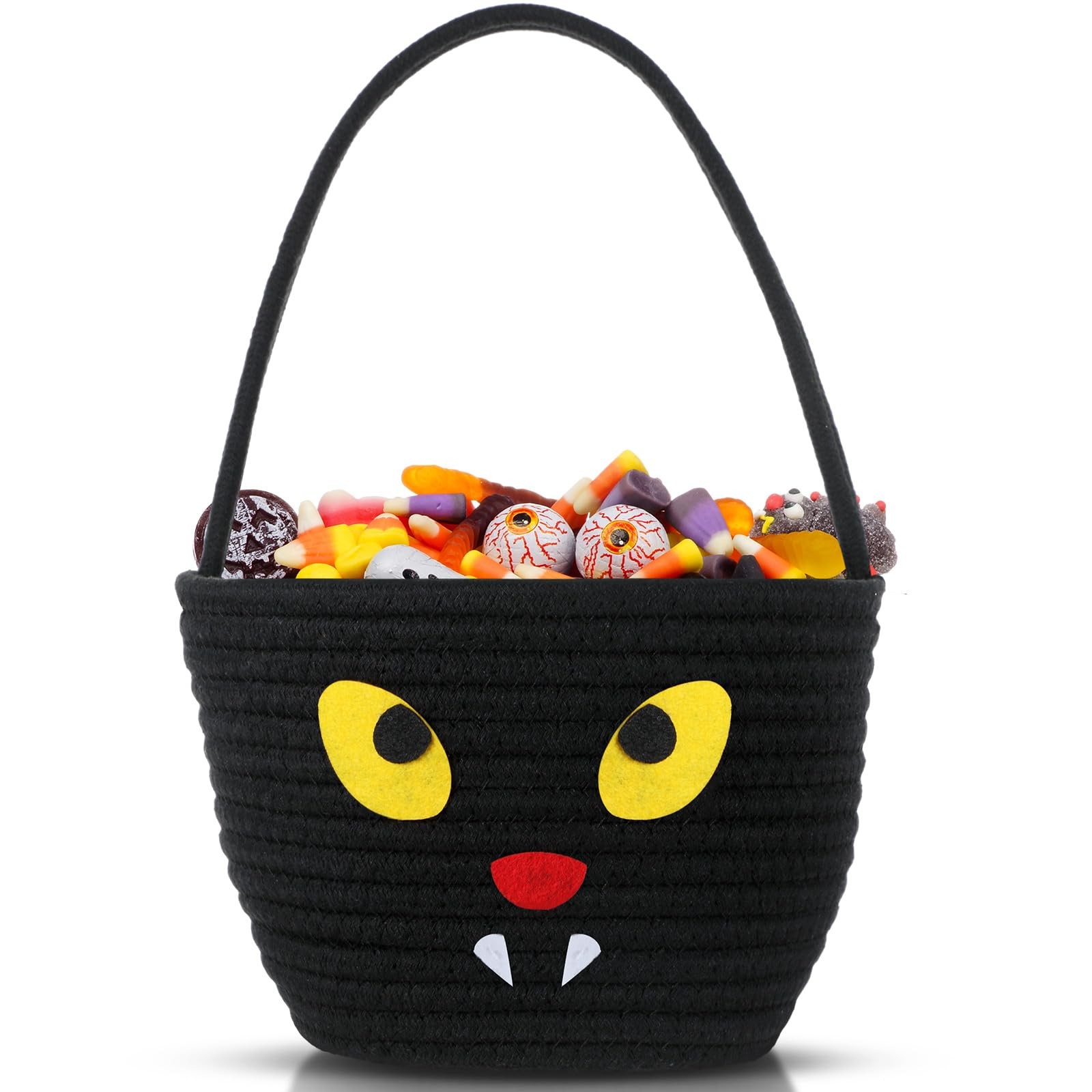 Teenyyou Halloween Basket with Handle Cute Bucket Cotton Rope Woven Candy Ser...