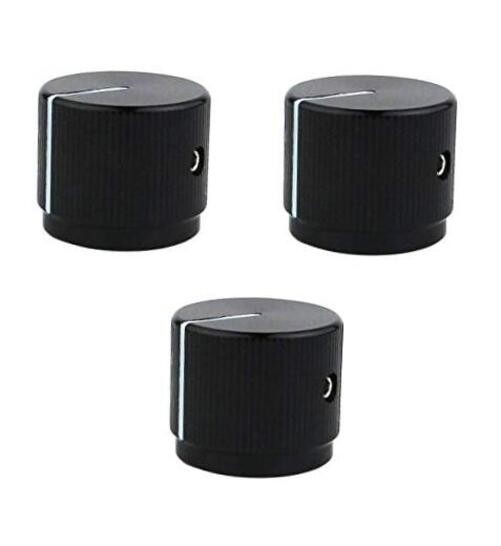 Black Flat Top Control Knobs for Guitars - Aluminum Alloy - 6mm (0.24") Shaft