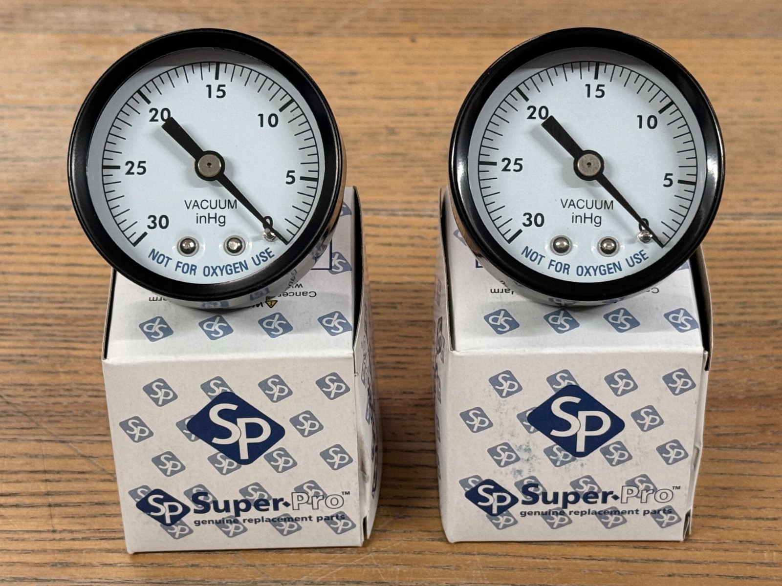 LOT OF 2 Super-Pro 2" Steel Vacuum Gauges, 0-30 psi, 1/4" Back Mount # 85030BU