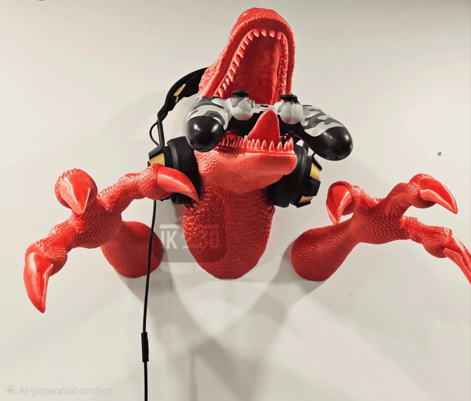 3D Printed Raptor Dinosaur Controller Holder Wall Mount | Gaming Headset Stand |