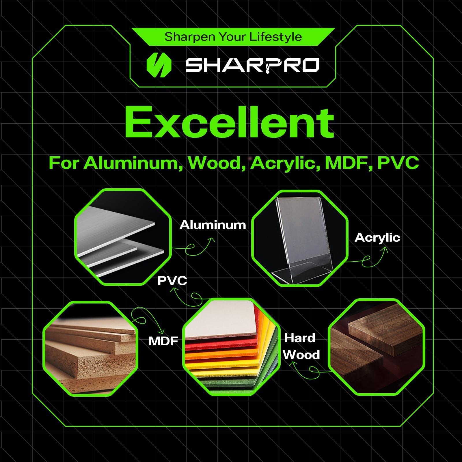 SHARPRO Compression Flush Trim Router Bit 1/4 Inch COMPRESSION CUT