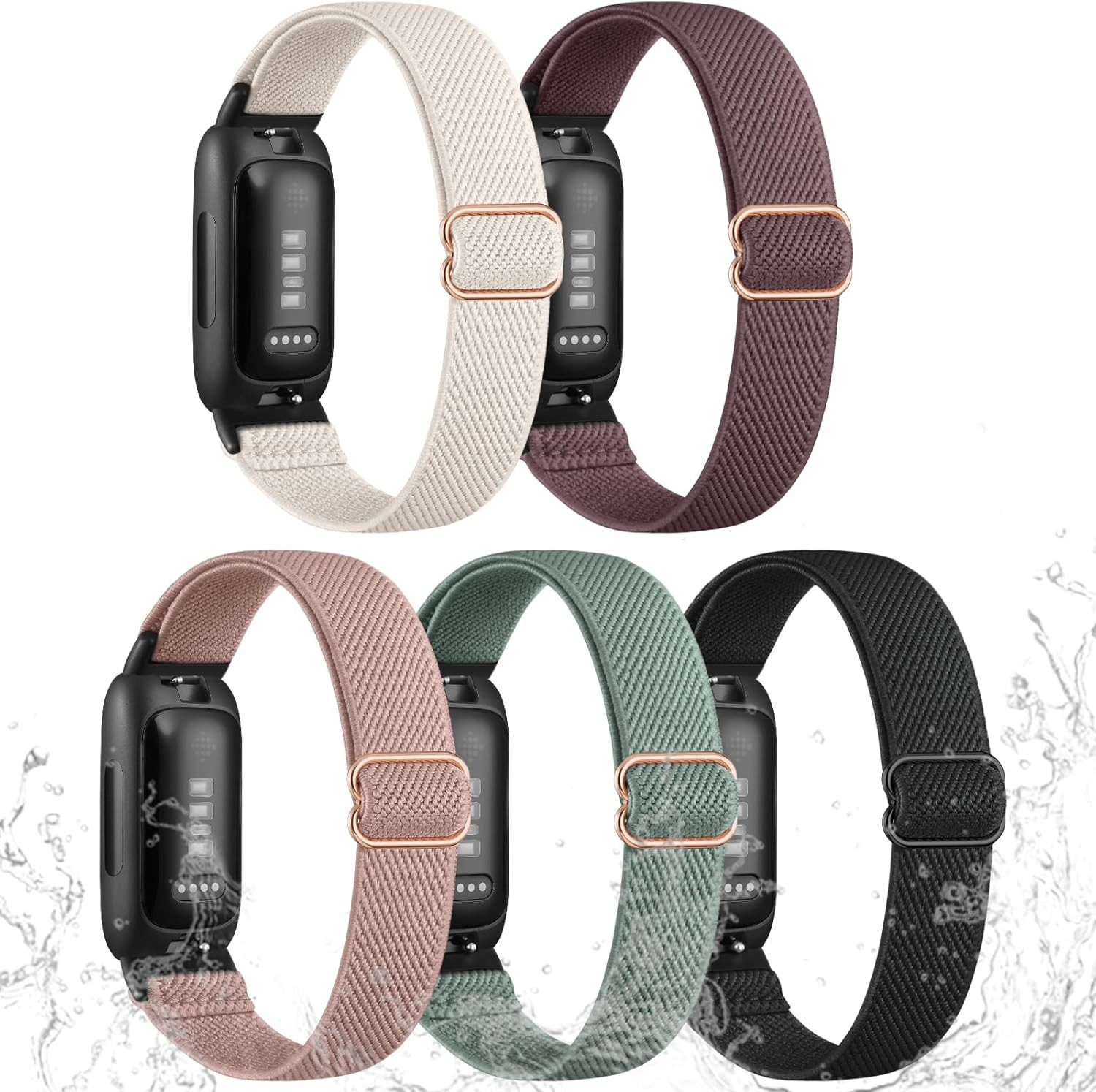 Elastic Bands Compatible with Fitbit Inspire 3 Bands for Women Men, Water-Resist
