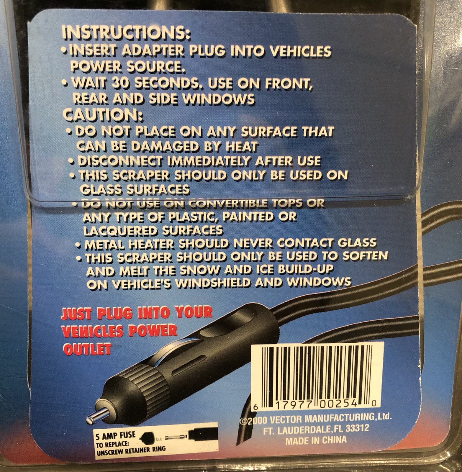 Vector 12V DC Heated Snow/Ice Remover Electric Scraper (VEC254) NIP