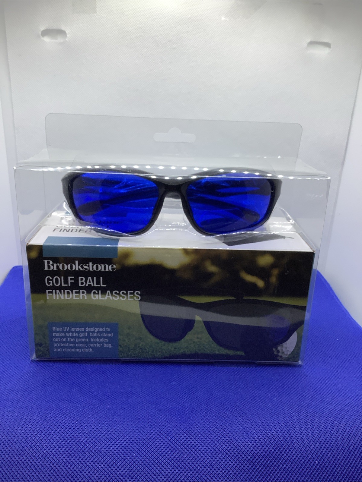 Brookstone Golf Ball Finder Glasses Blue UV Lenses with Protective Case