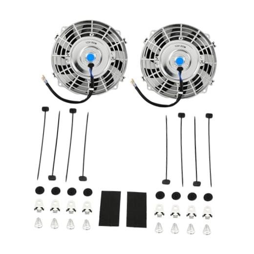 7'' Inch Universal Slim Fan Push Pull Electric Radiator 12V 7 Inch-2PCS Chrome