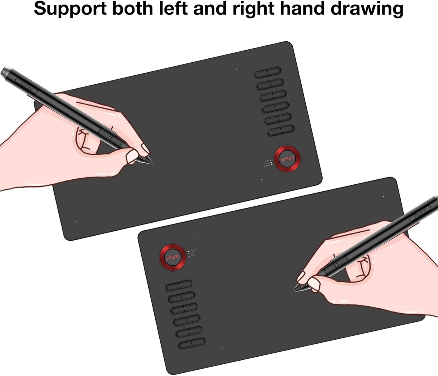 A15 Drawing Tablet Red 10x6" Wide 12 Keys Battery-Free Pen Linux/Android
