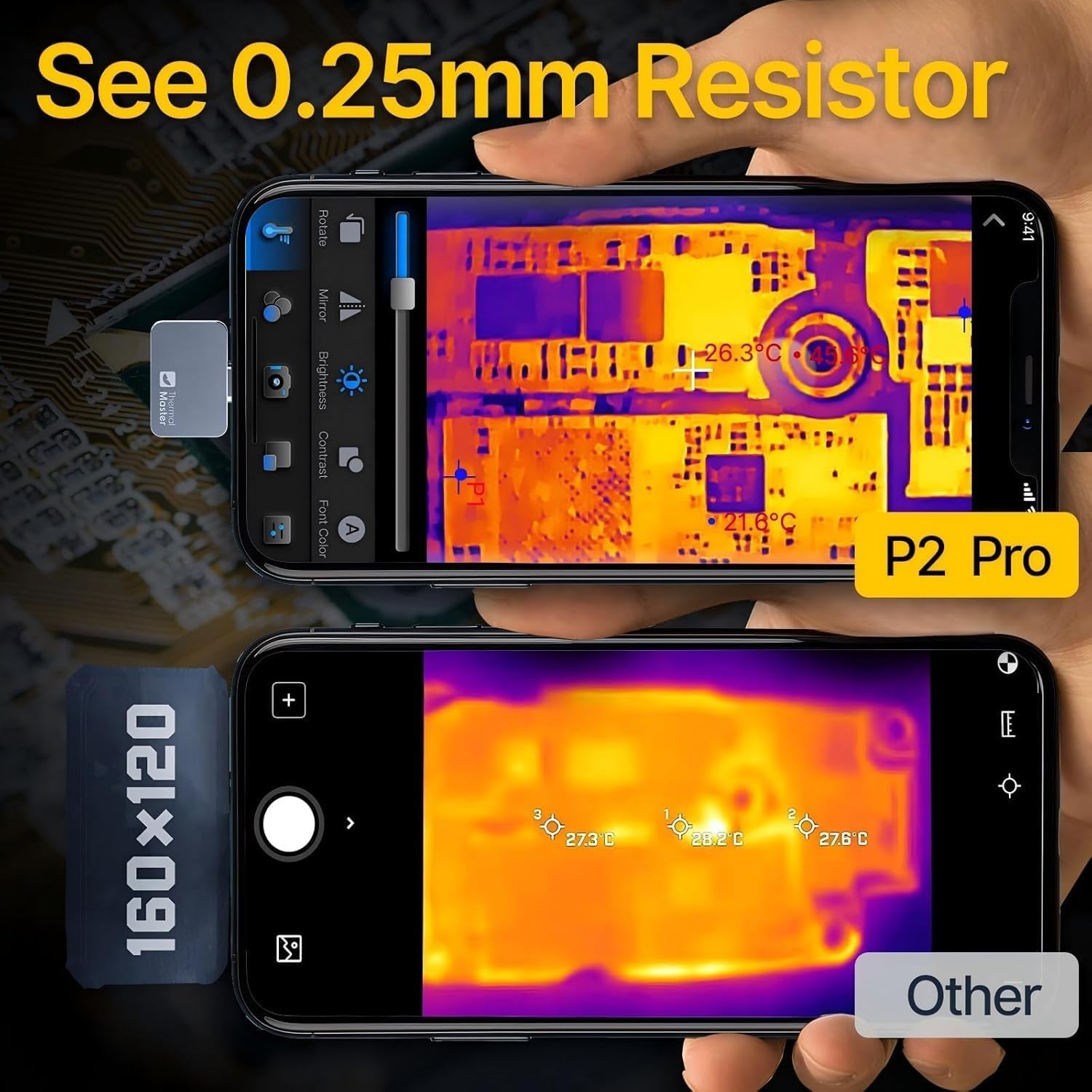 Thermal Camera for iPhone, P2 Pro Thermal Imager with Macro Lens, 512×384 I
