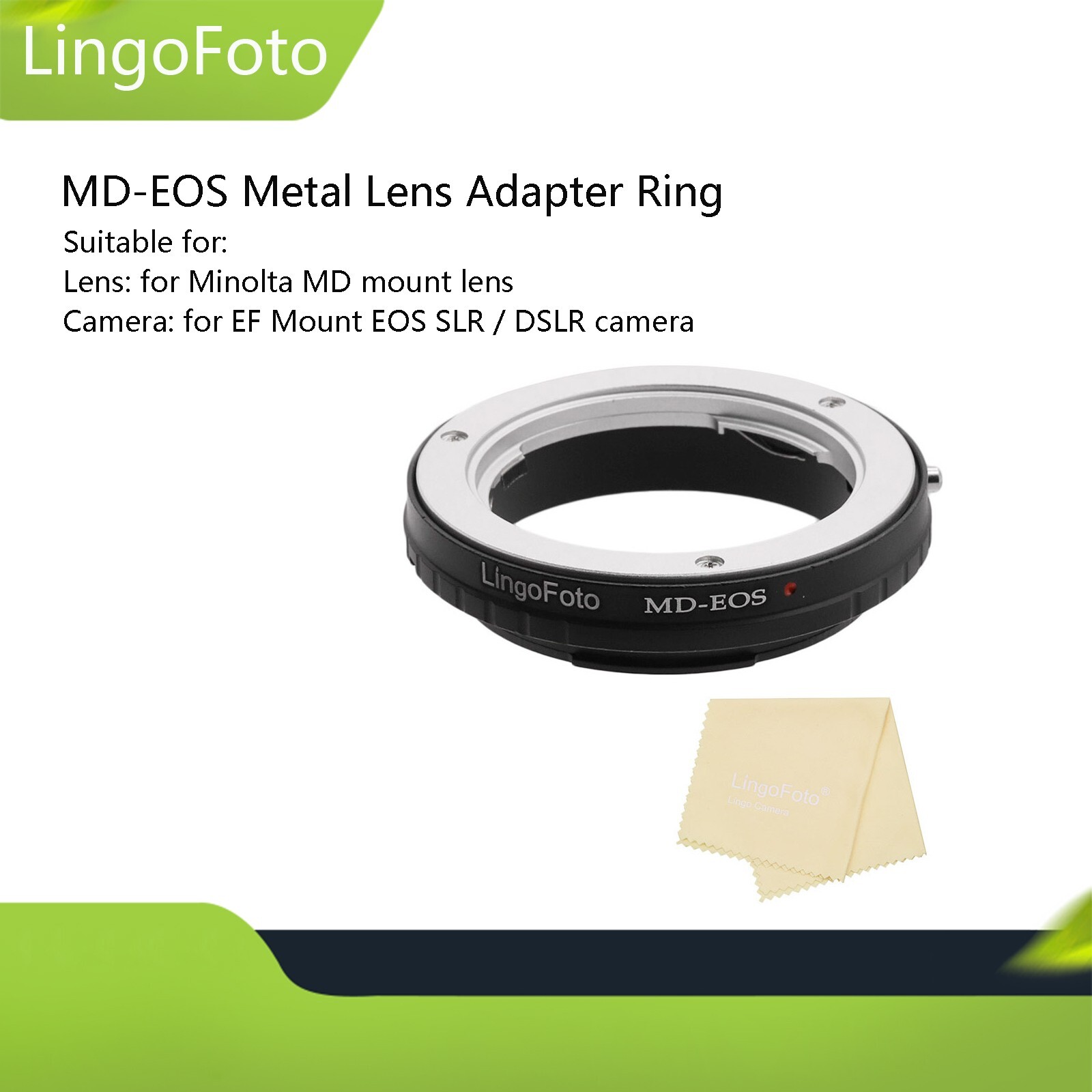 MD-EOS Metal Lens Adapter Ring for Minolta MD Lens to EF EF-S Mount EOS Camera
