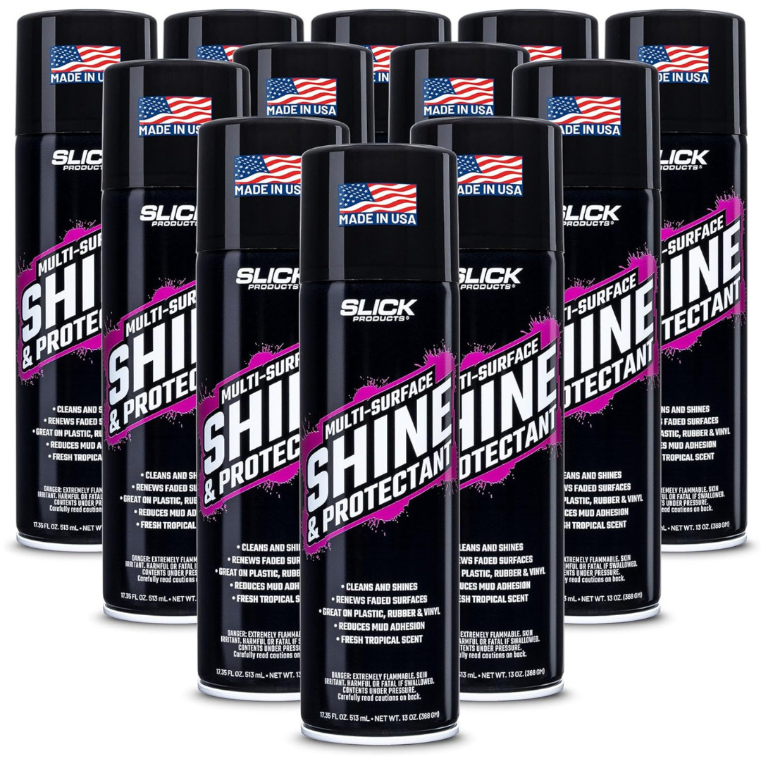 Slick Products 12 Pack Multi-Surface Shine & Protectant High Gloss Clear Spray