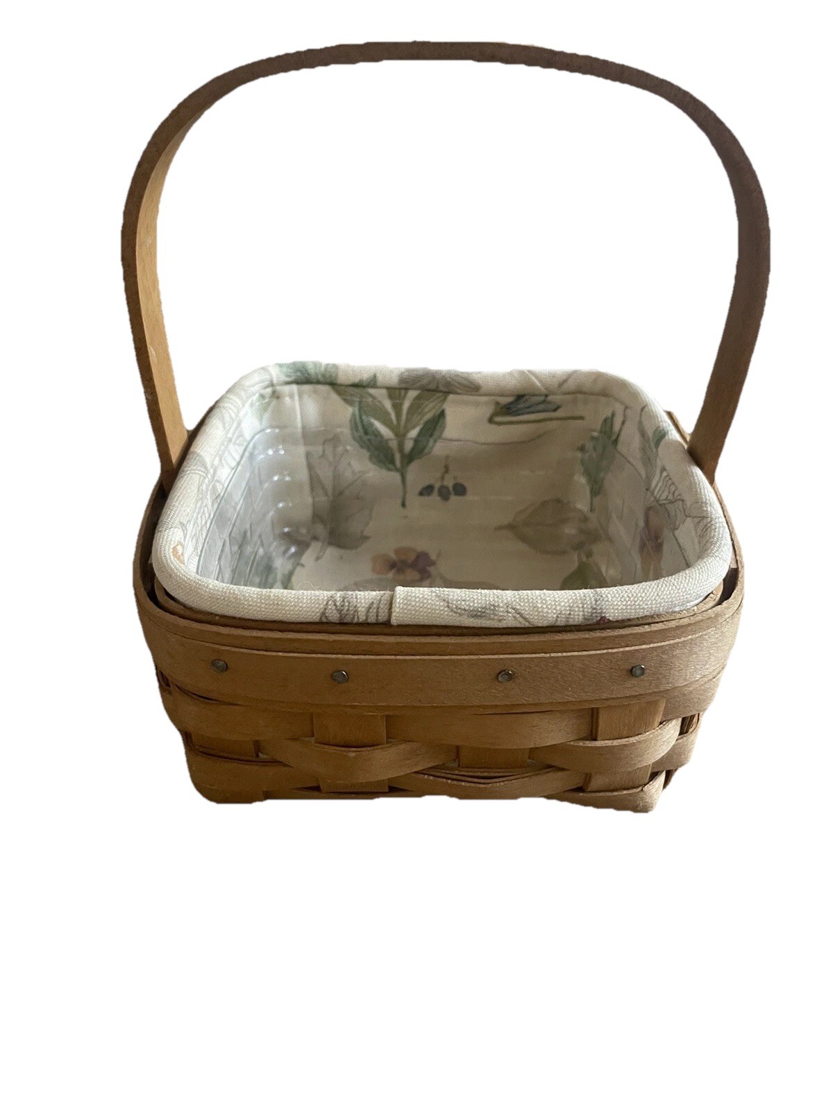 Vintage 2003 5.5" X 6.5" Square Longaberger Basket With Handle and Liner