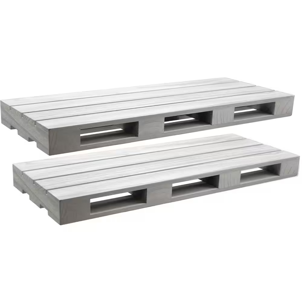 7 in X 17 in X 1.75 in Farmhouse Gray Decorative Wall Shelves with Brackets (2 P
