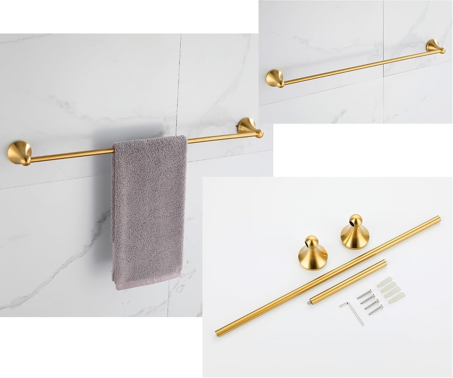 Modern Gold Bathroom Hardware Set - Brushed Finish, Rust Resistant Accessories
