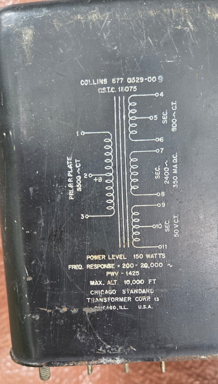Vintage Collins Transformer 200-20kHz 150W 677-0329-009 18075 modulation