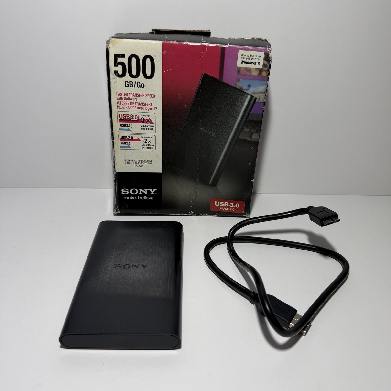 Sony Hd-EG5 Hard Drive HDD 500GB With Cable & Box