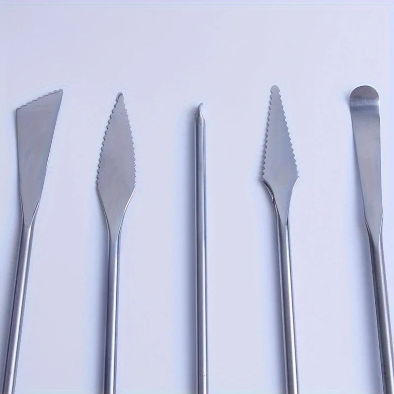 5pcs Stainless Steel Pottery Clay Tools Wax Carver Modeling Sculpting Knife Set