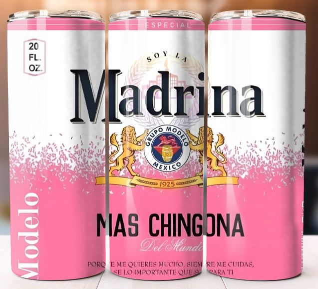 Madrina Modelo Mas Chingona Tumbler 20oz Cup Mug Stainless Steel With Lid Straw
