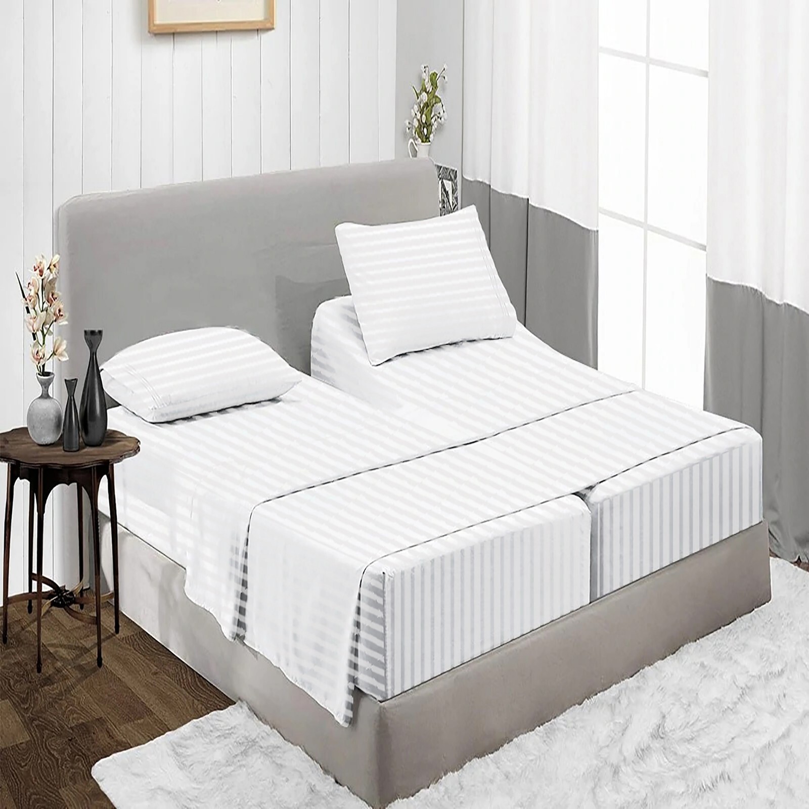 1000 THREAD COUNT EGYPTIAN COTTON 5 PCs SPLIT SHEET SET STRIPE COLORS! SALE