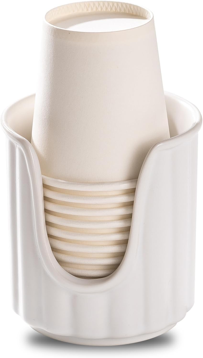 Ceramic Bathroom Cup Dispenser with Stylish Vertical Stripes - Dixie Cup
