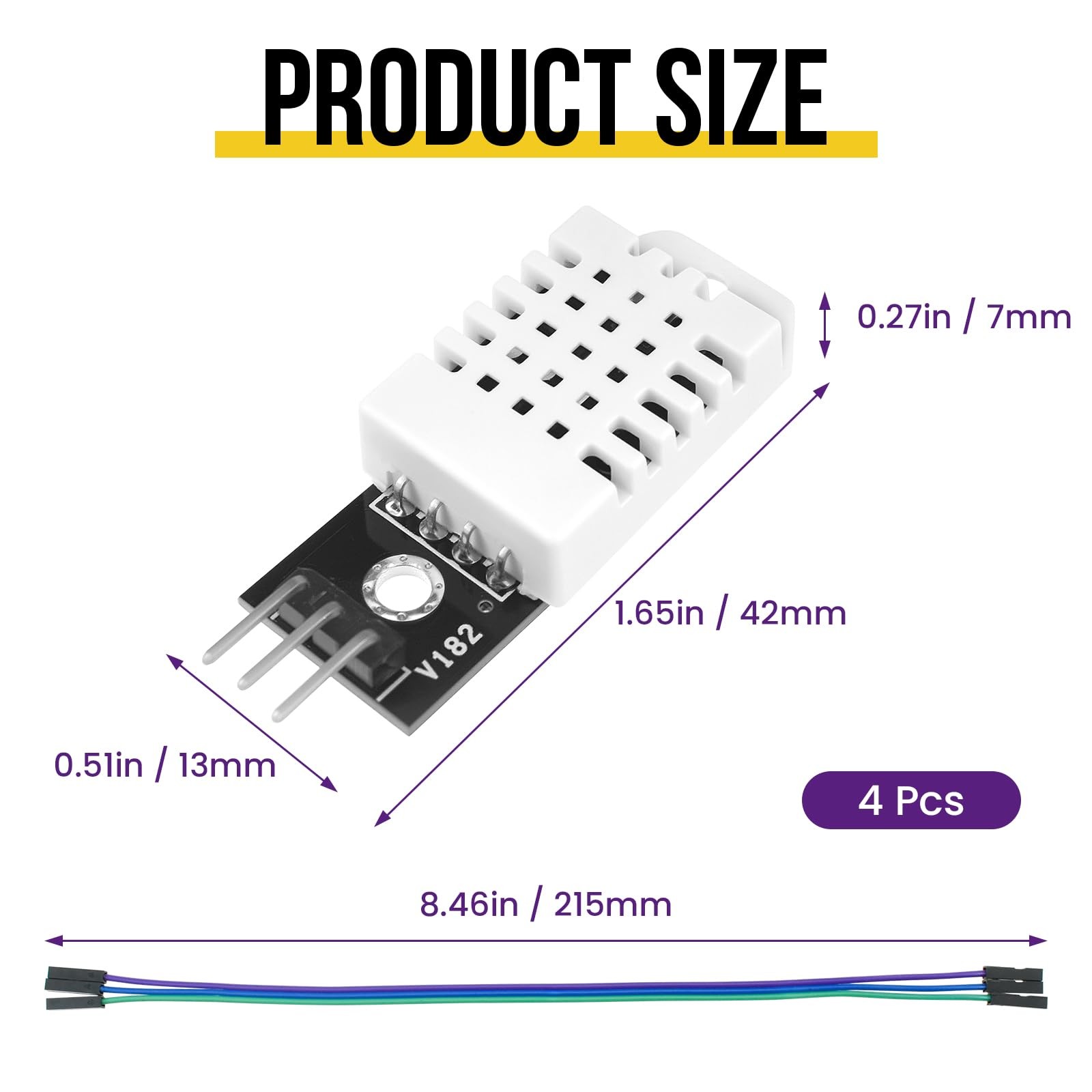4Pcs DHT22/AM2302 Digital Temperature Humidity Sensor Module with Cable Temp ...