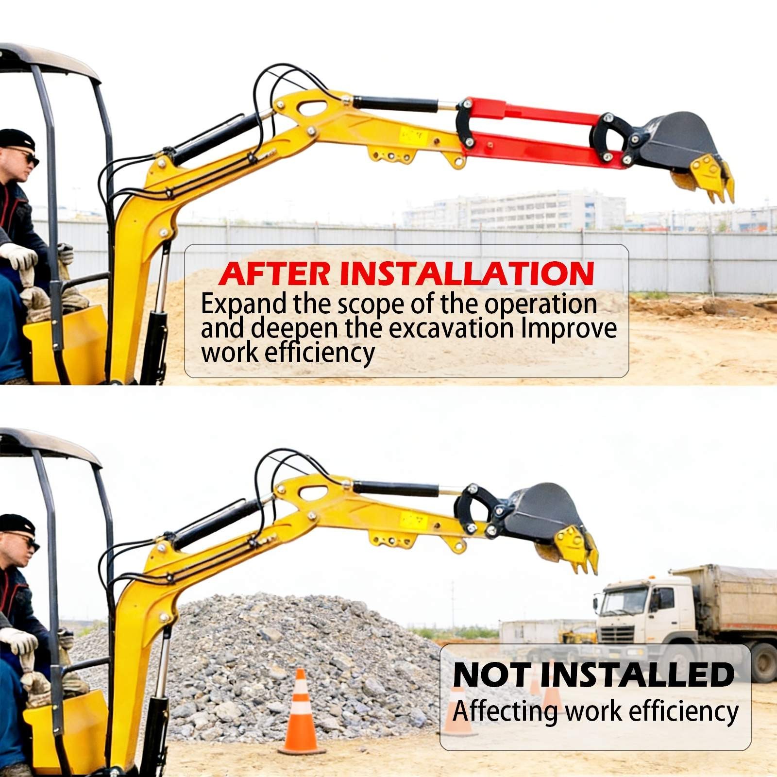 Excavator Arm Extension Kit for 0.8Tons-2tons Mini Excavator