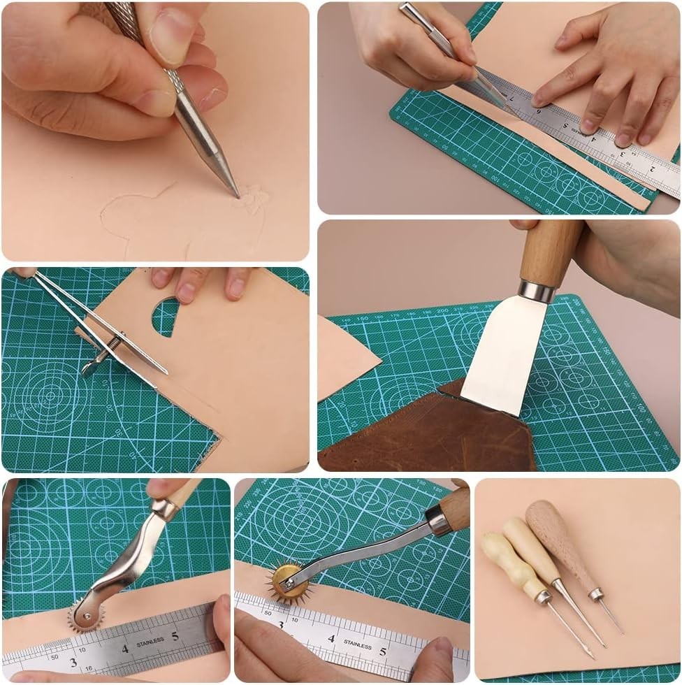 Leather Working Tools Kit, 70 Pcs, Stamping & Sewing Tools