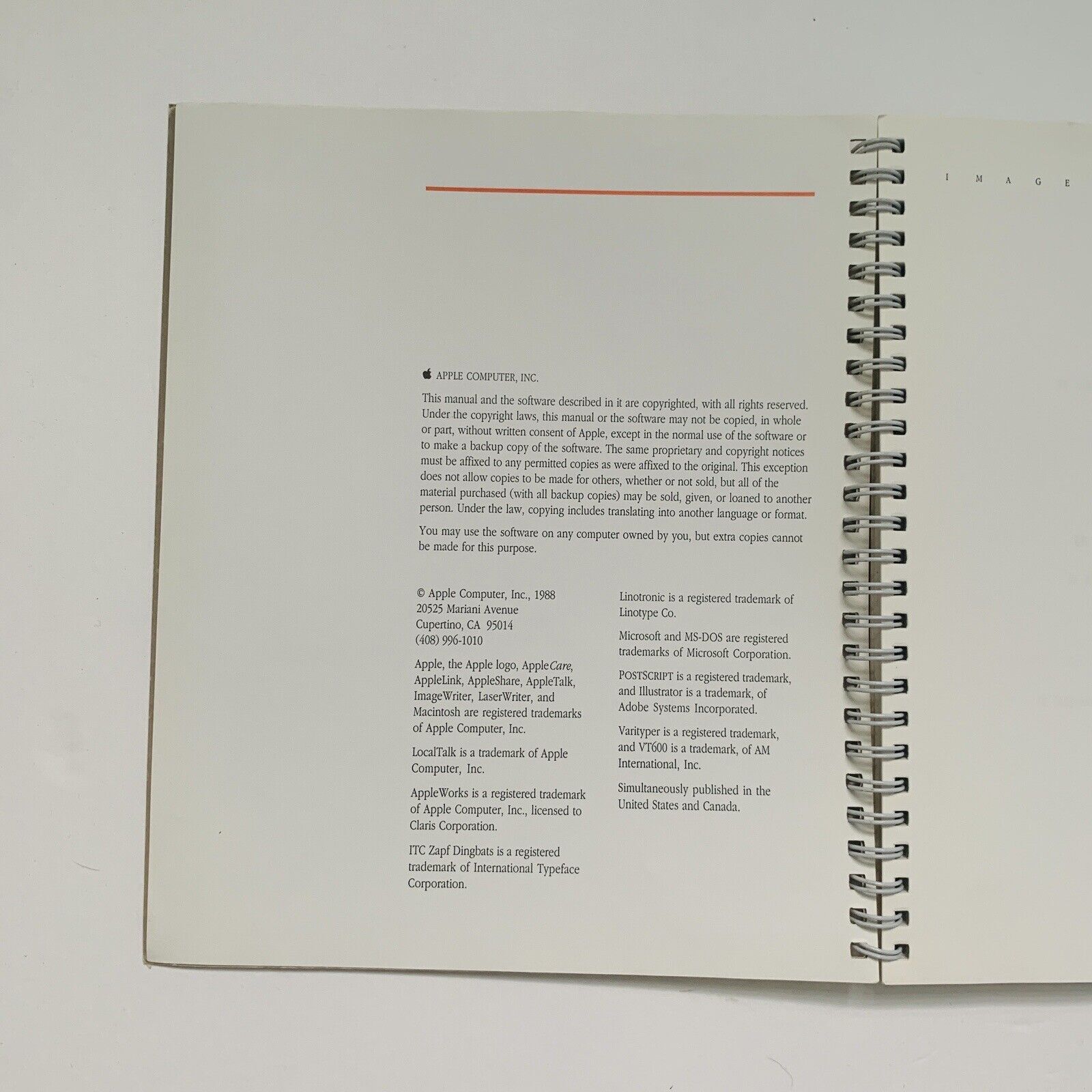 Apple ImageWriter II Owner’s Guide VTG 1988