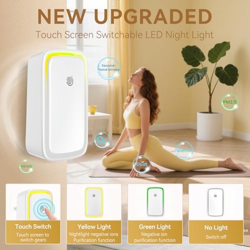 4Pack Air Ionizer for Home Negative Ion Air Purifier Plug In, Quiet Air