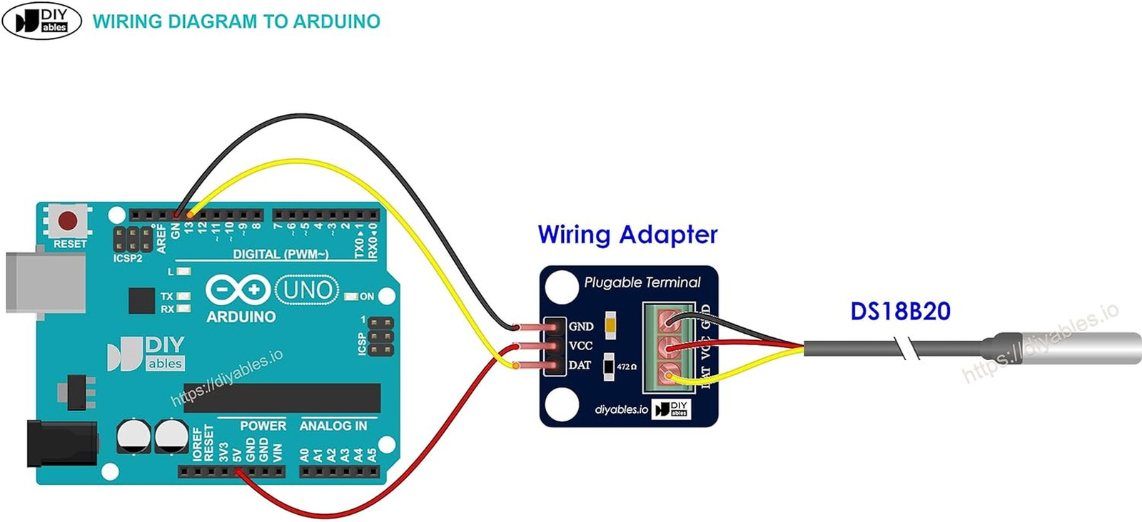 DS18B20 Temperature Sensor for Arduino, ESP32, ESP8266, Raspberry Pi, Waterproof