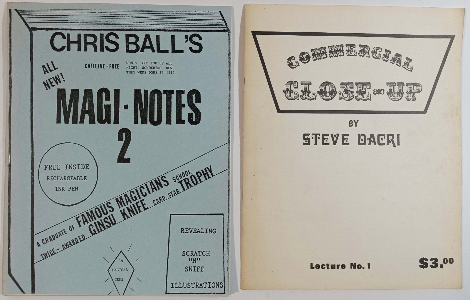 Vintage Magic Lecture Notes, Cards, Coins, Mentalism and more, Lot of 5