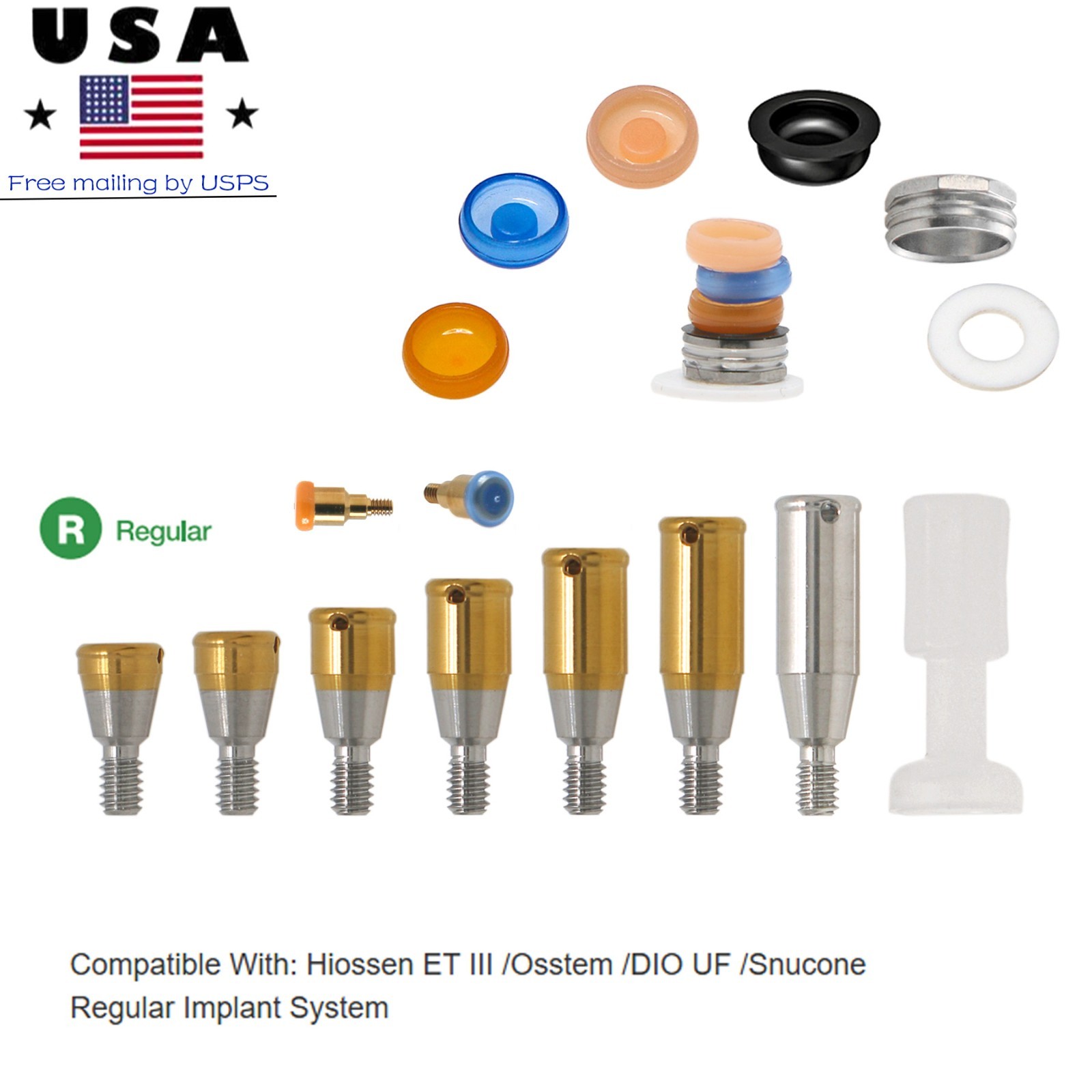 Locator abutment W/Male cap Inserts For DIO UF(ll) Novaloc Fixture Regular 1-7mm