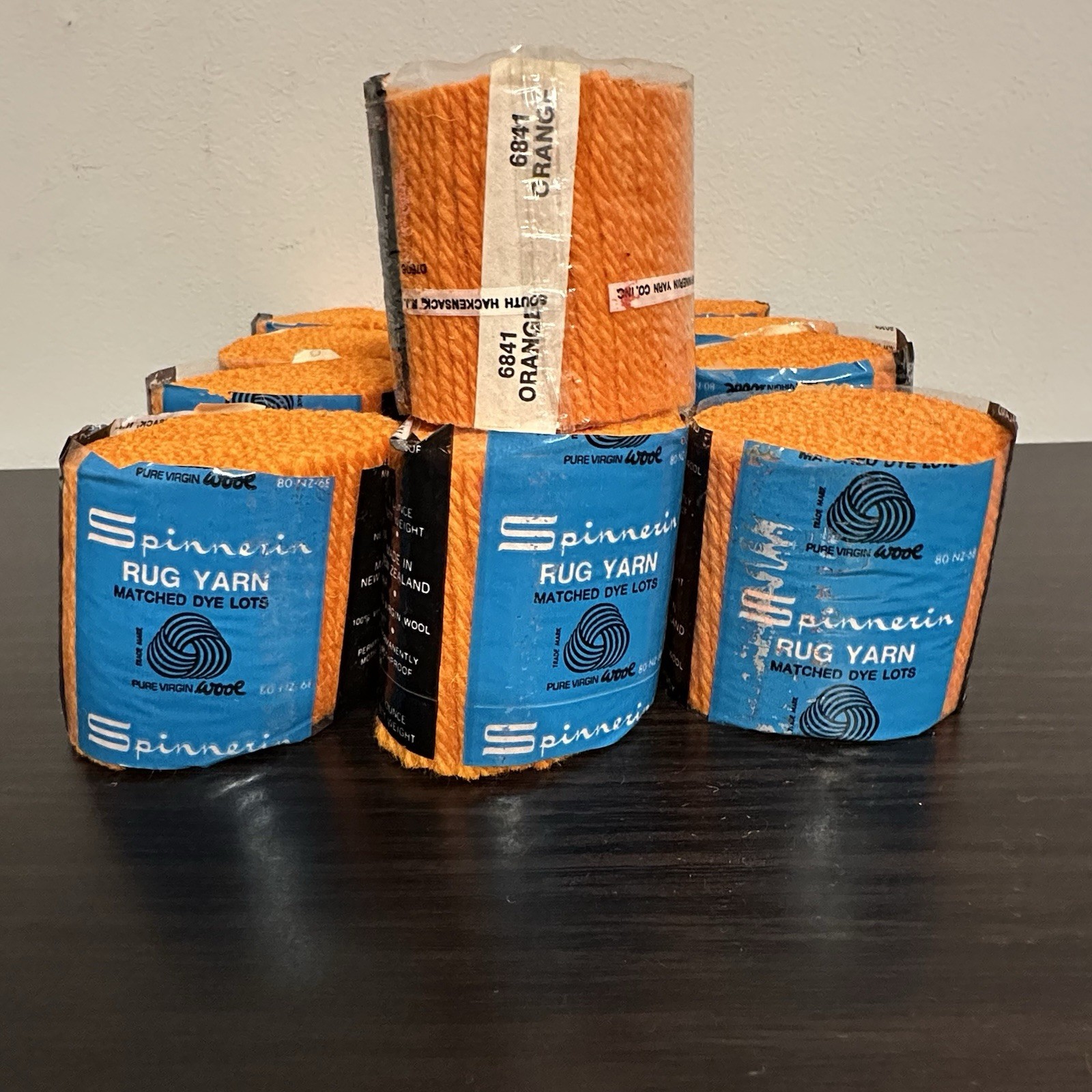 Spinnerin Pre-Cut Latch Hook Rig Yarn Wool Orange Vintage