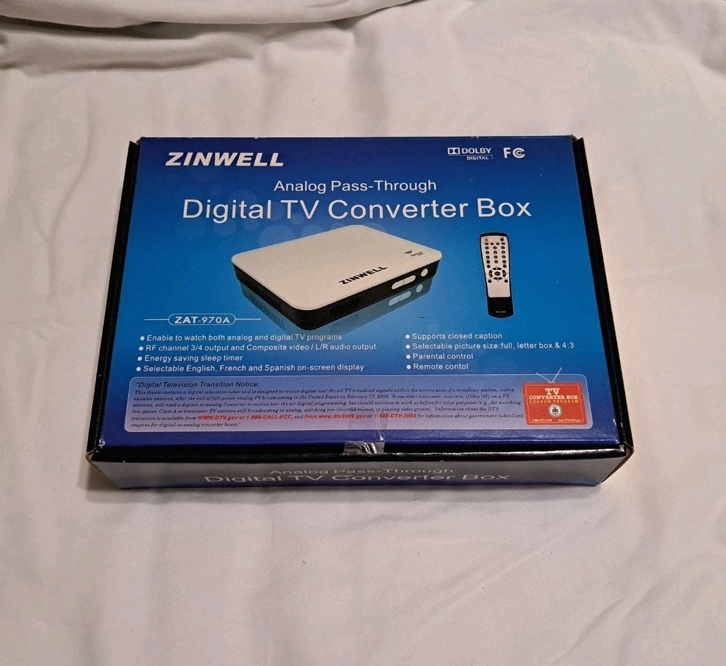 Zinwell Analog Pass-Through Digital TV Converter Box ZAT-970A New