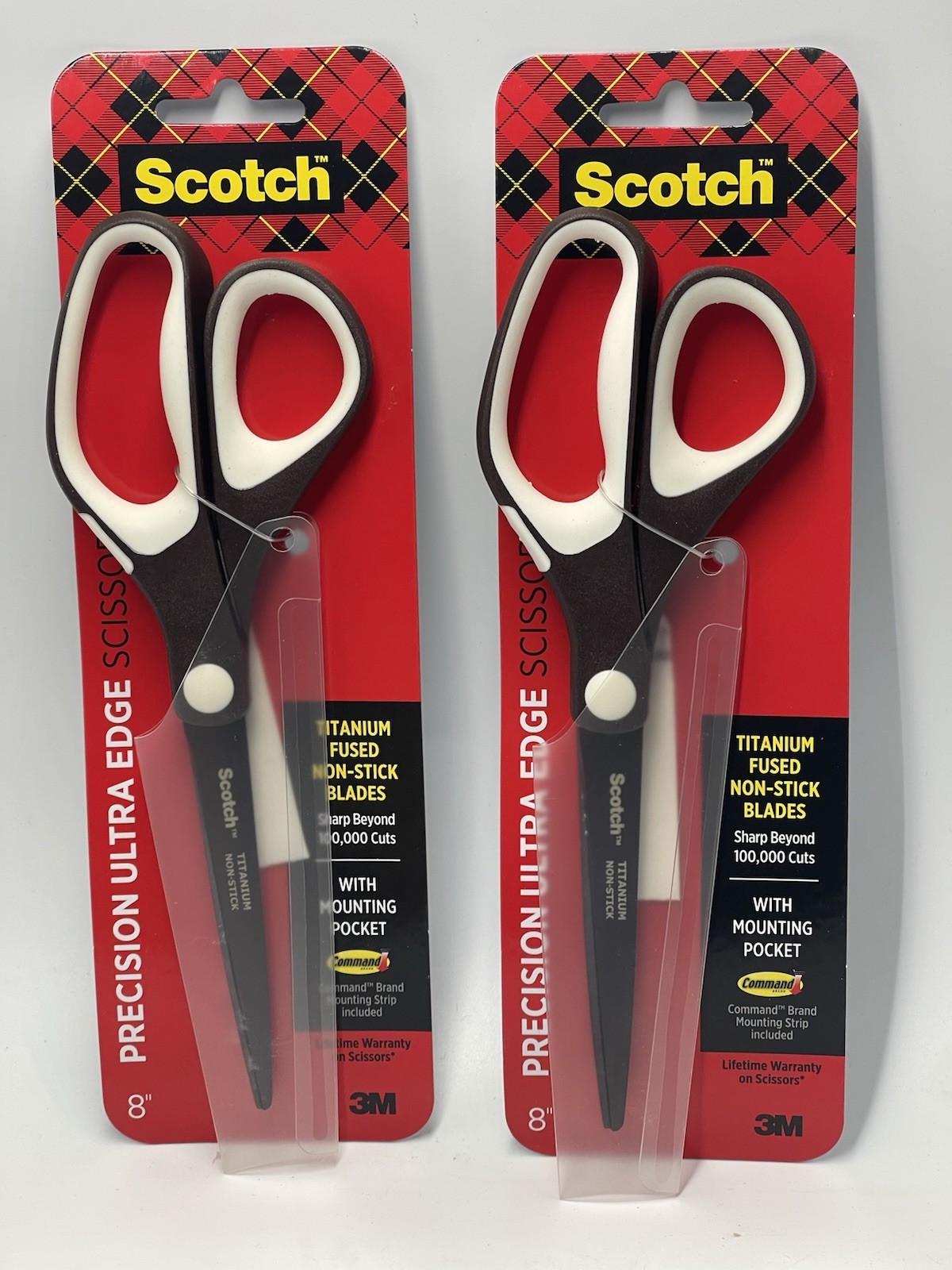 Scotch 8” Titanium Non Stick Scissors Precision Ultra Edge 2 Pack 3M NEW