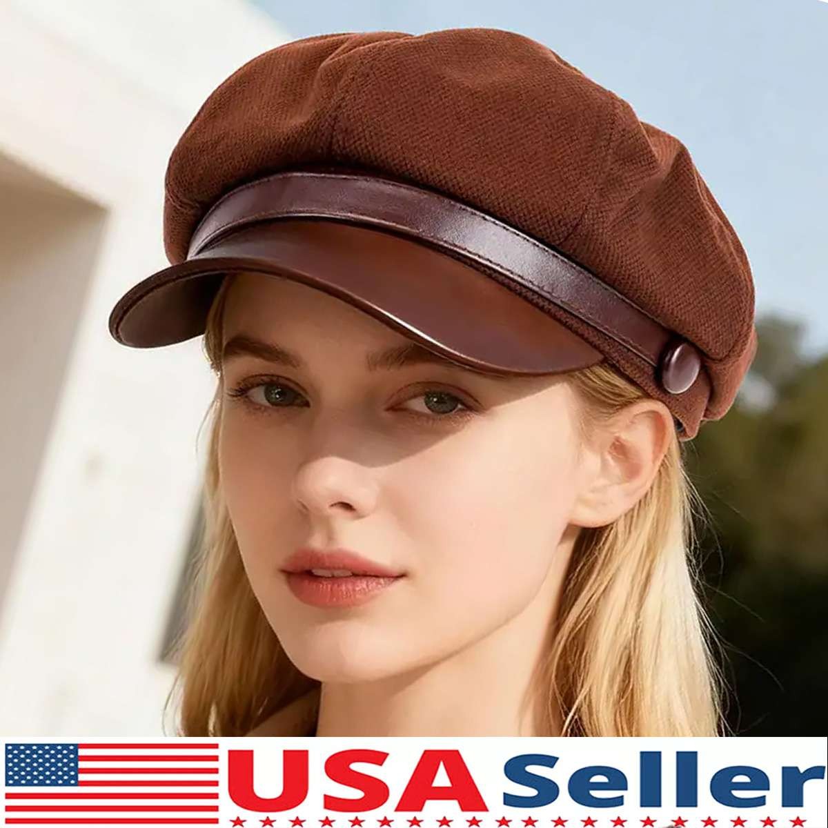 Fashion Women Men Newsboy Hat Baker Boy Peaked Beret Cap Vintage Visor Hat Cap