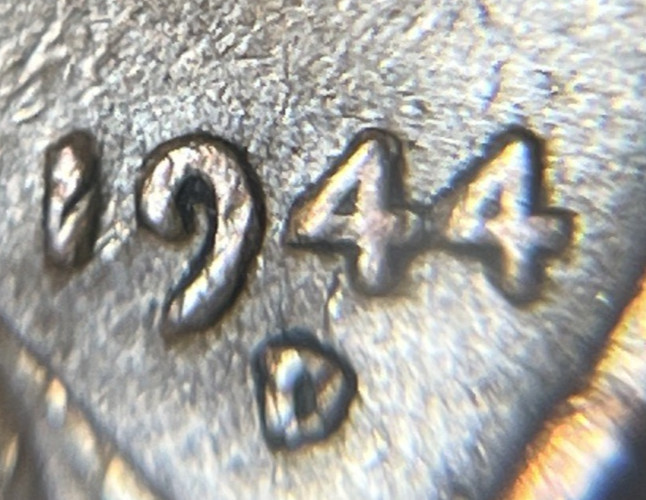 1944 D Wheat Penny Error 4 Touching 4 Date Error