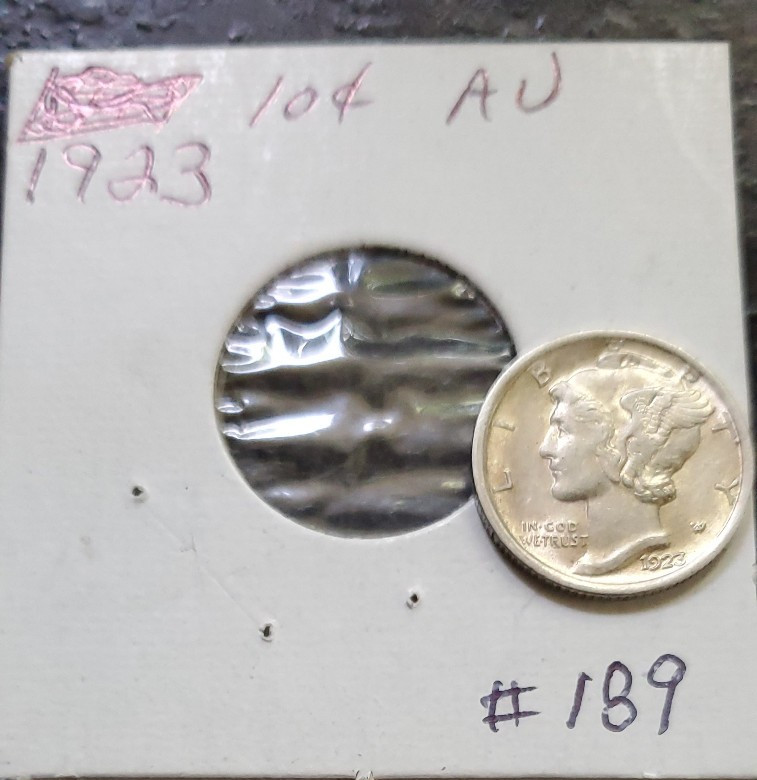 1923  Mercury Dime AU-Unc   #189