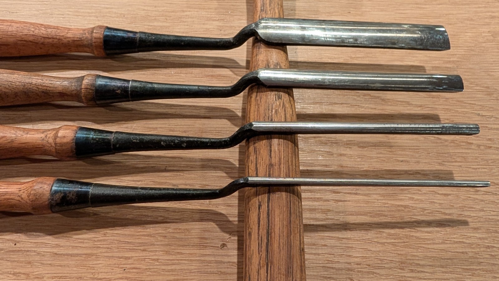 Set Of Four Japanese Kote Nomi Crank Neck Gouges